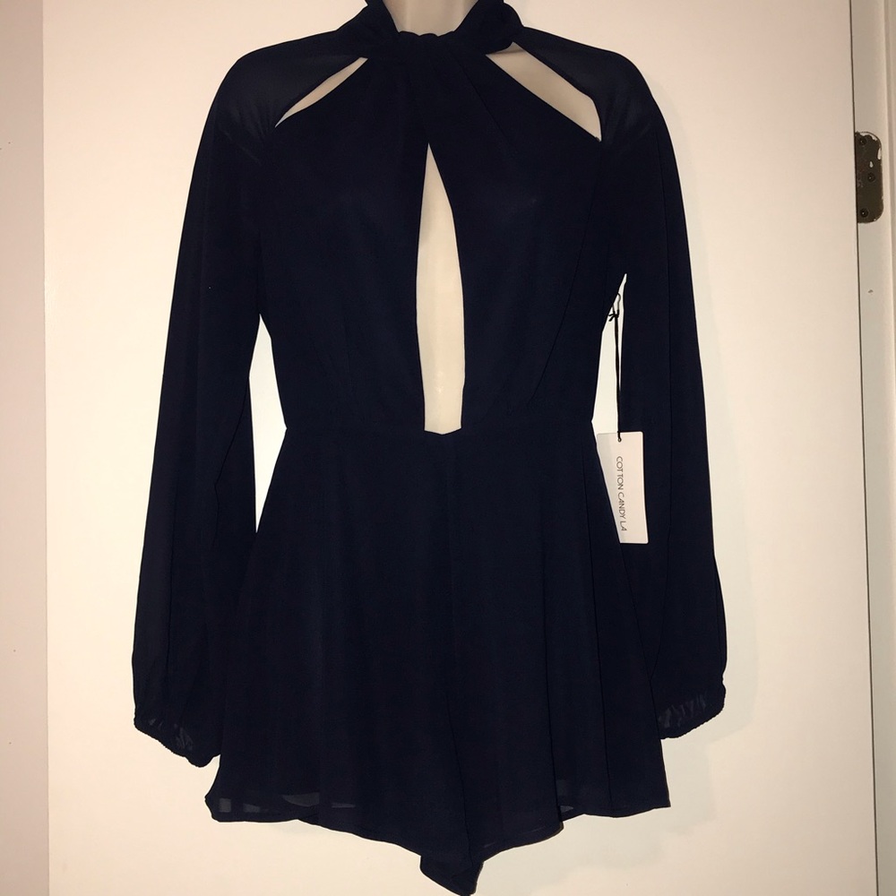 Navy Romper with front slit